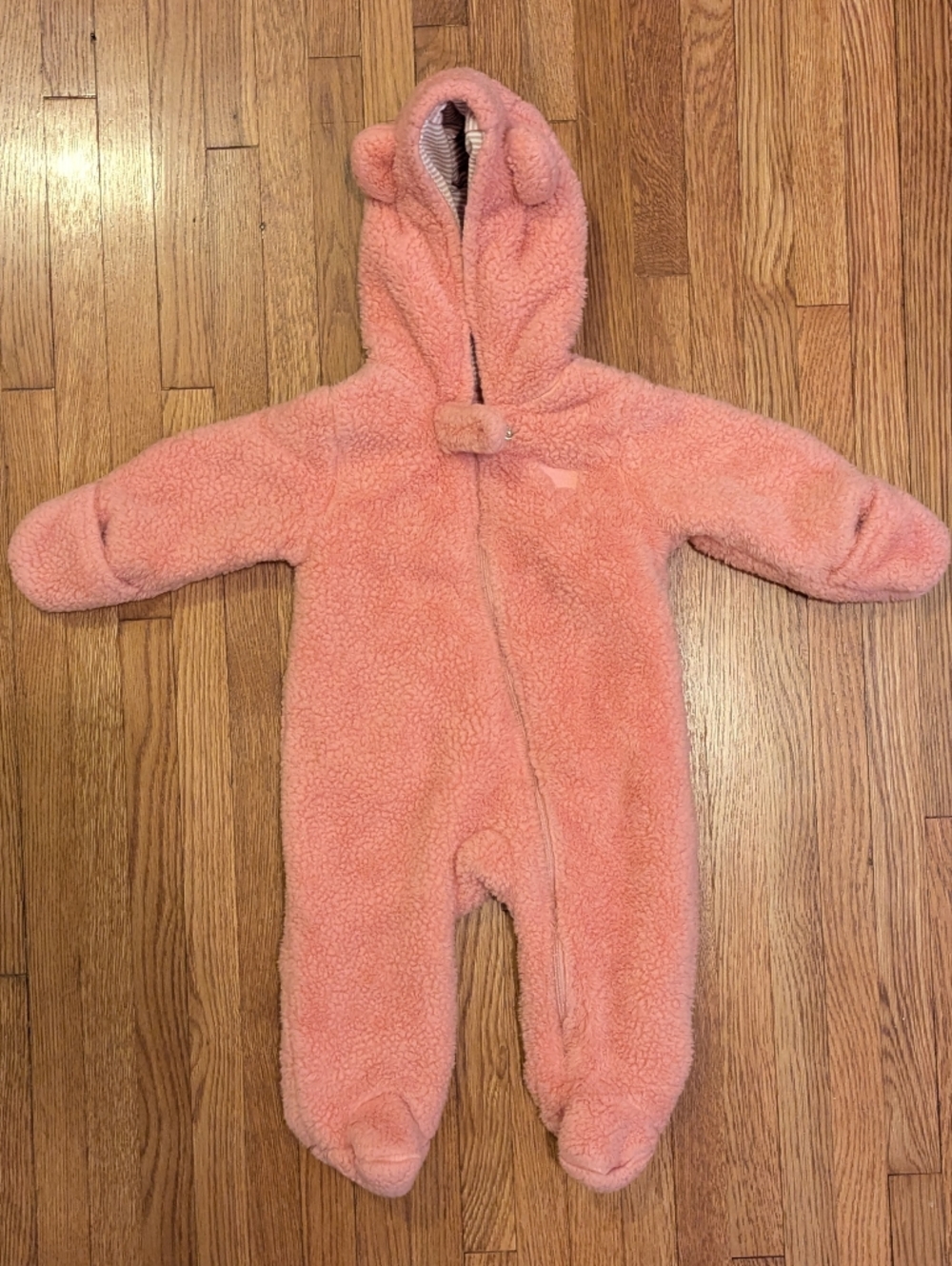 Carter's Pink Plush Hooded Baby Footed One-Piece